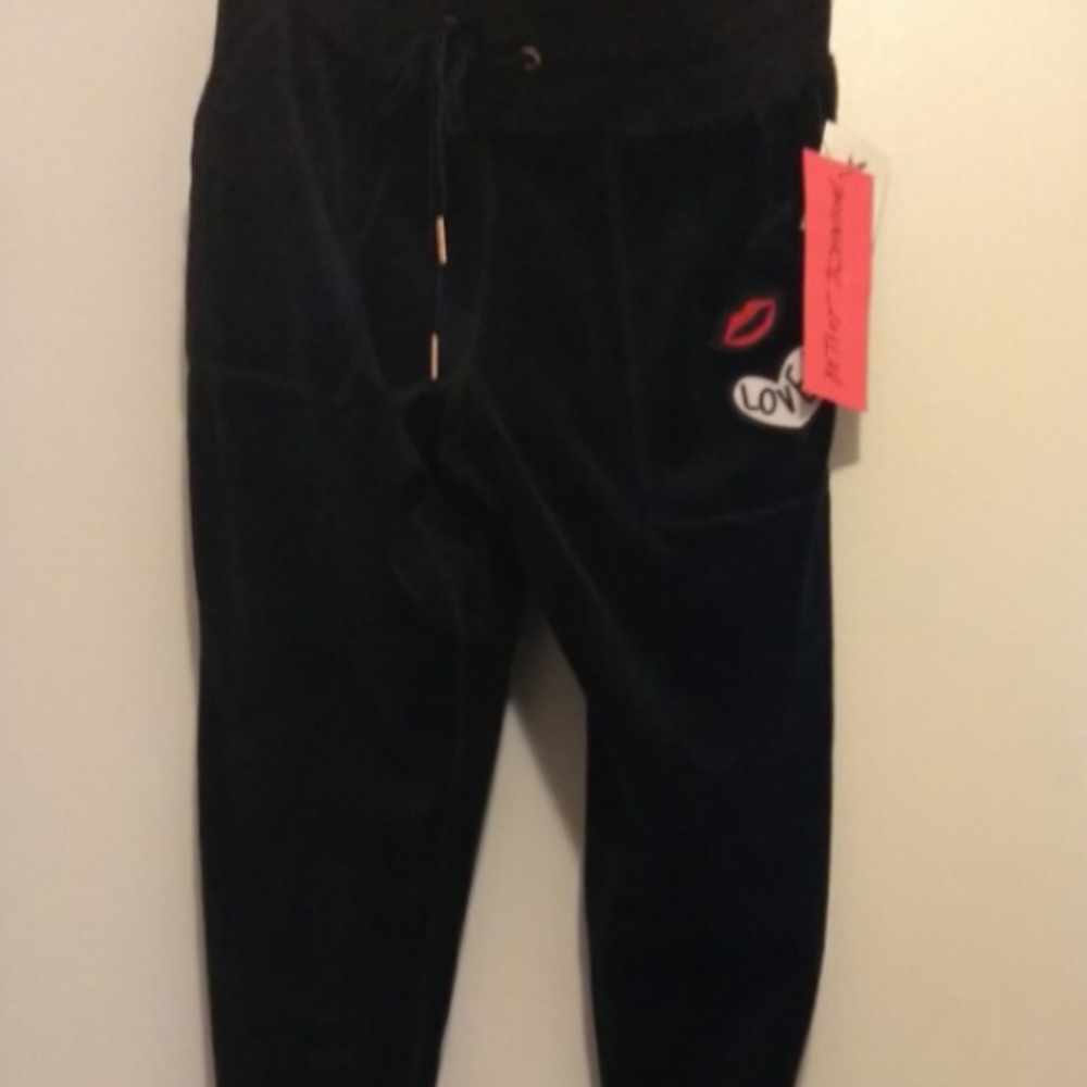 Betsey Johnson Velour Velvet Joggers Sweatpants S